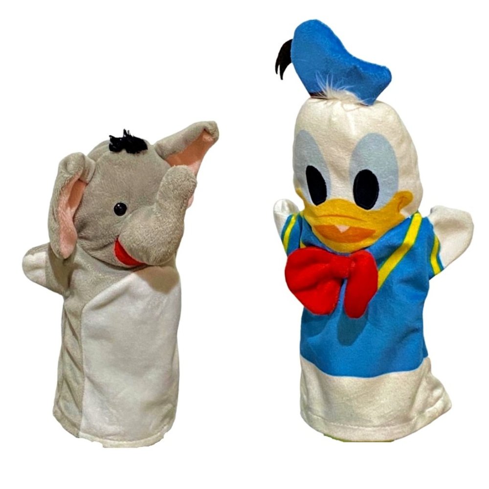 Melissa & Doug Disney Baby & Zoo Friends Hand Puppets Donald Duck / Elephant EUC